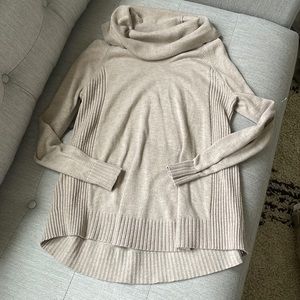 Loft beige cowl neck sweater small petite SP